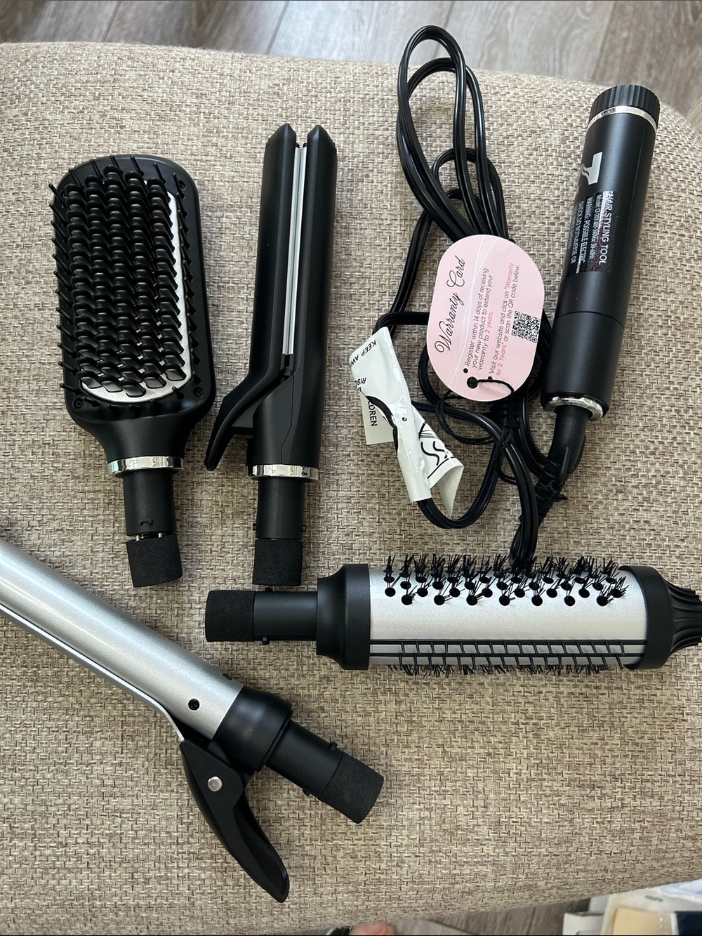 Black Multi-Function Hair Styling Brush & Wand Attachment Set